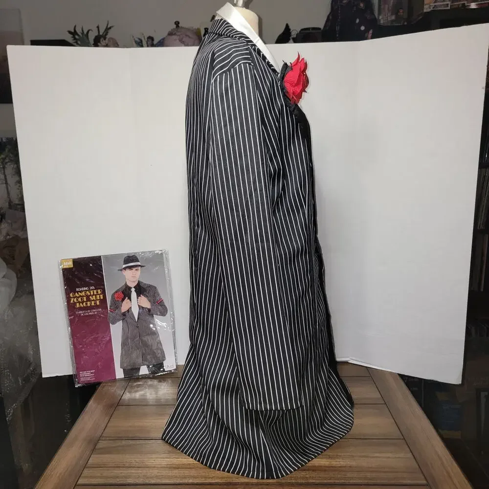 Roaring 20's Gangster Zoot Suit Jacket (OSFM) + Tie & Rose Clip